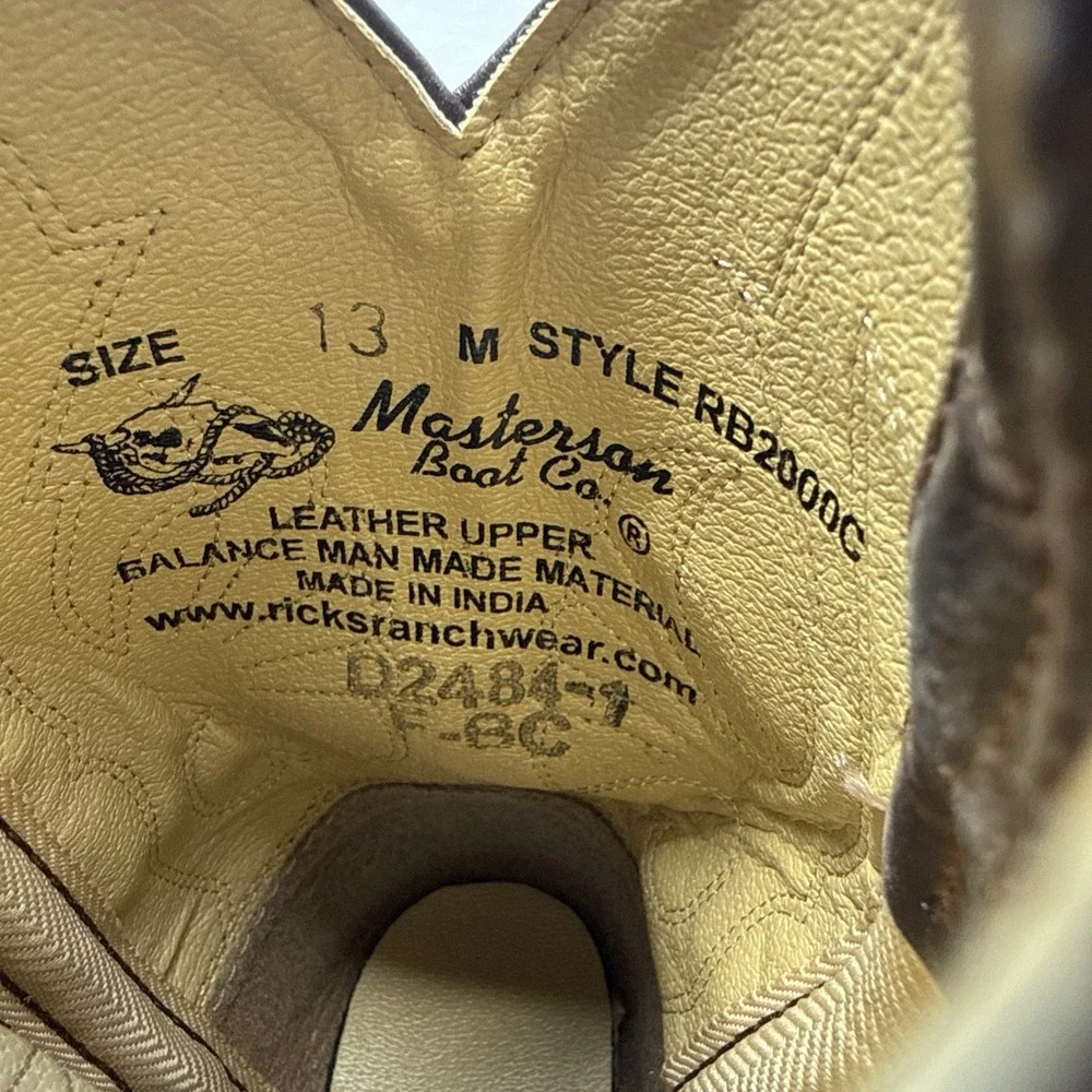 Masterson Boot Co Brown Real Leather Western Cowboy Boots Kids Size 13M RB2000C
